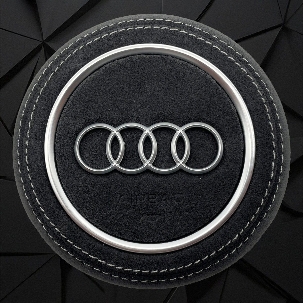 Carbon fiber suede large paddle with LED light strip flat bottomed sports steering wheel assembly,For Audi A3 A4 B9 A5 S3 RS3