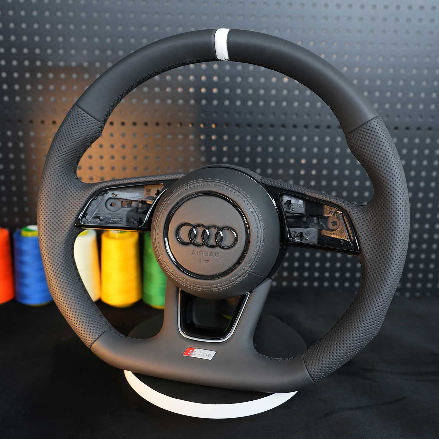 Half perforated leather white return standard steering wheel, For Audi A3 A4 B9 A5