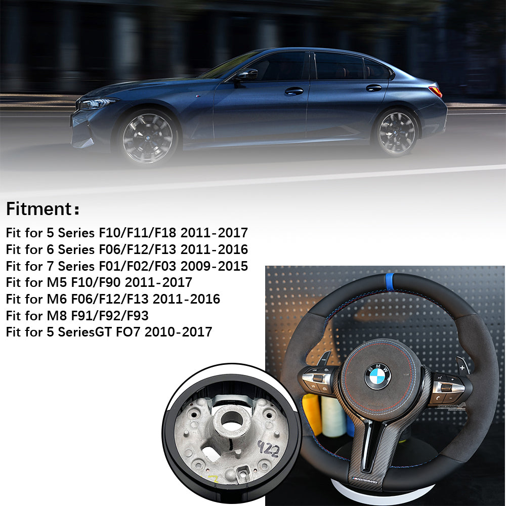 Fur leather steering wheel assembly with blue return mark, suitable for BMW F30 F32 F10 F20 F82 E46 E60 E90 M2 M3 M4 M5 M6 X3 X4