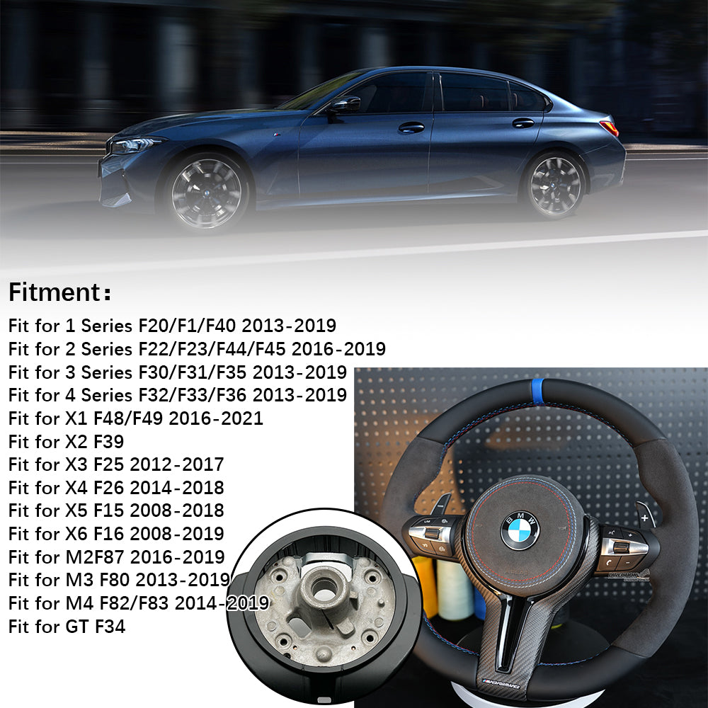 Fur leather steering wheel assembly with blue return mark, suitable for BMW F30 F32 F10 F20 F82 E46 E60 E90 M2 M3 M4 M5 M6 X3 X4