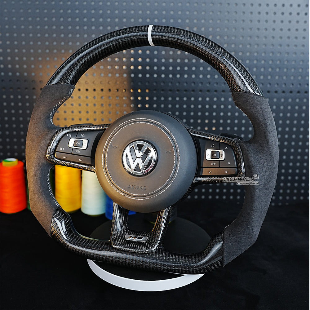 Forged Carbon Fiber Steering Wheel leather Alcantara For VW Golf 7 7.5 GTI GTD GTE R 2013-2020 Polo GTI Tiguan Passat DSG
