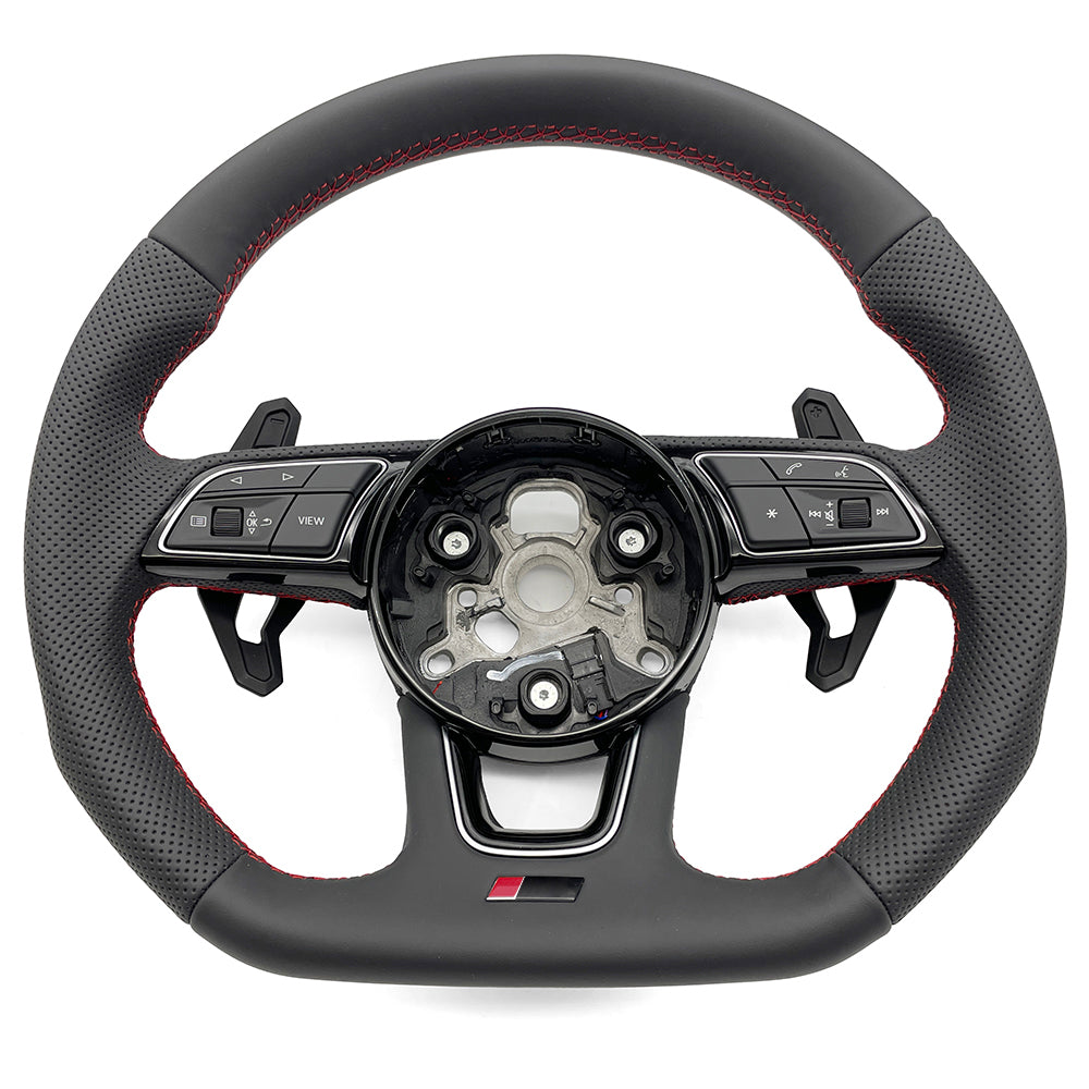 Multi functional flat bottomed sports steering wheel made of suede leather, suitable for Audi A3 A4 A5 B9