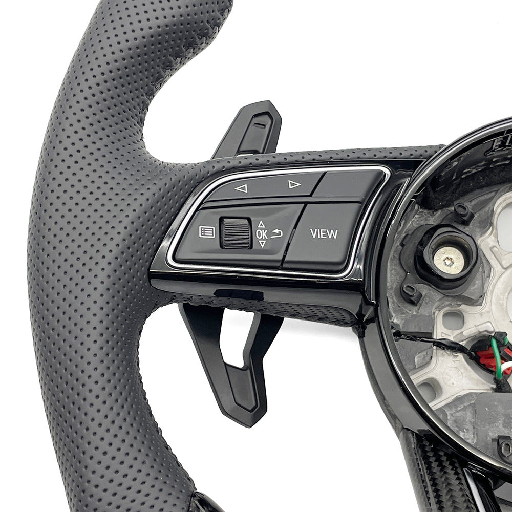 Carbon fiber leather multifunctional flat bottomed sports steering wheel, suitable for Audi A3 A4 A5 B9