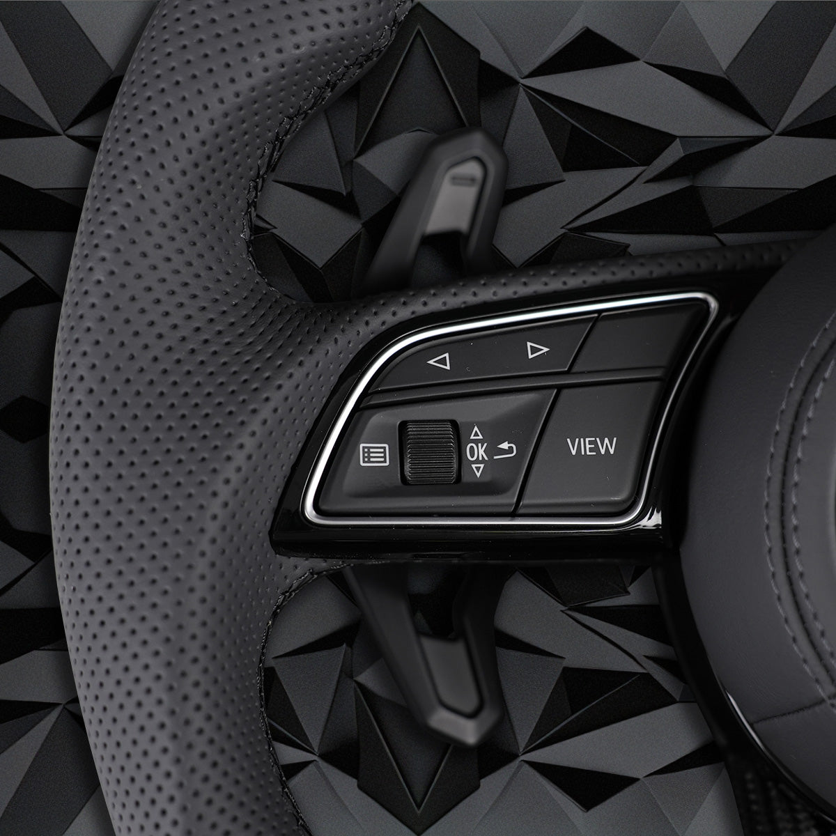 Carbon fiber semi perforated leather flat bottomed sports steering wheel. Suitable for Audi A3 A4 B9 A5 S3 S4 S5