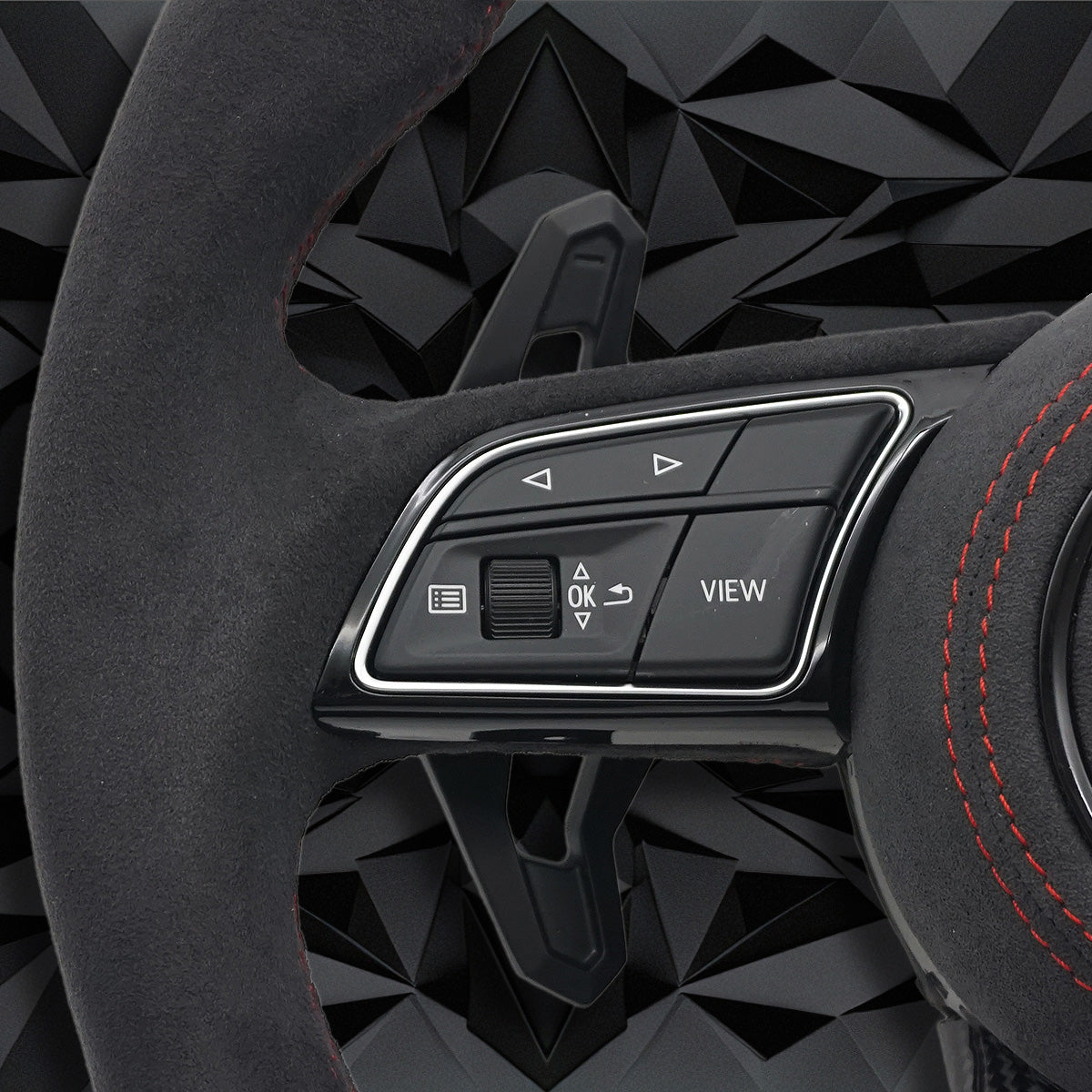 Carbon fiber suede multifunctional sports steering wheel assembly with red return mark, suitable for Audi A3 A4 B9 A5