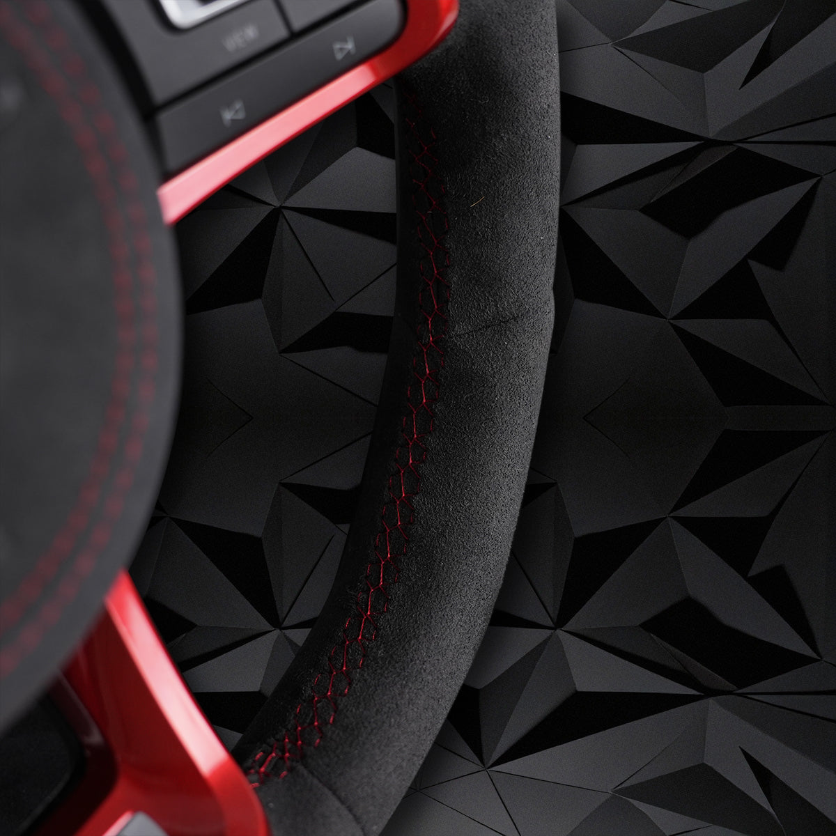 Full Suede Leather Red Line Steering Wheel, For VW Golf 7 7.5 GTI GTD GTE R 2013-2020 Polo GTI Tiguan Passat DSG