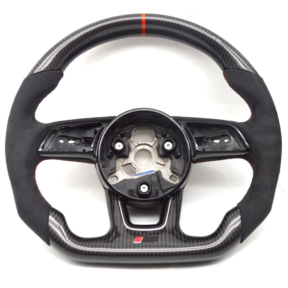 Carbon fiber suede multifunctional flat bottomed sports steering wheel, suitable for Audi A3 A4 A5 B9