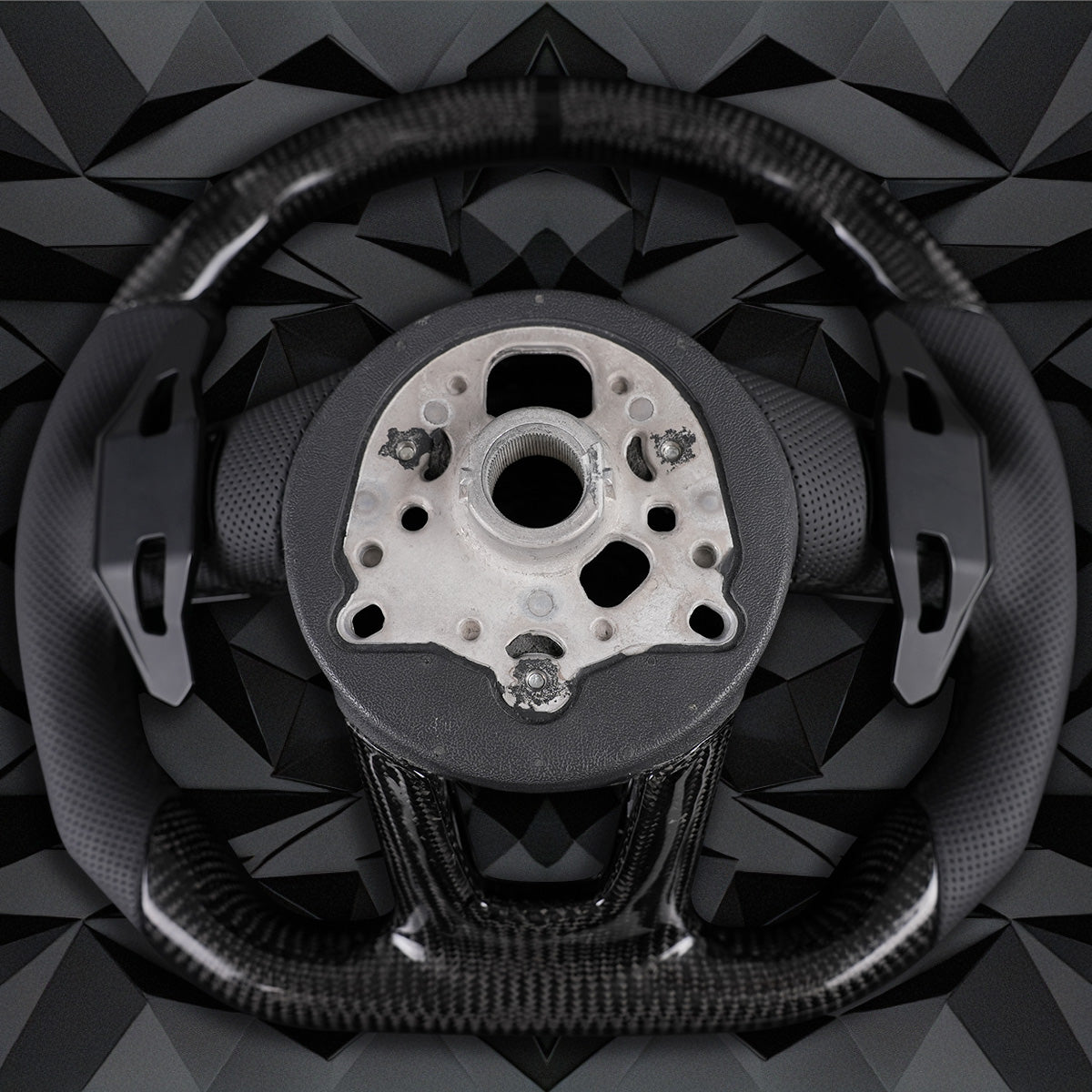Carbon fiber semi perforated leather flat bottomed sports steering wheel. Suitable for Audi A3 A4 B9 A5 S3 S4 S5