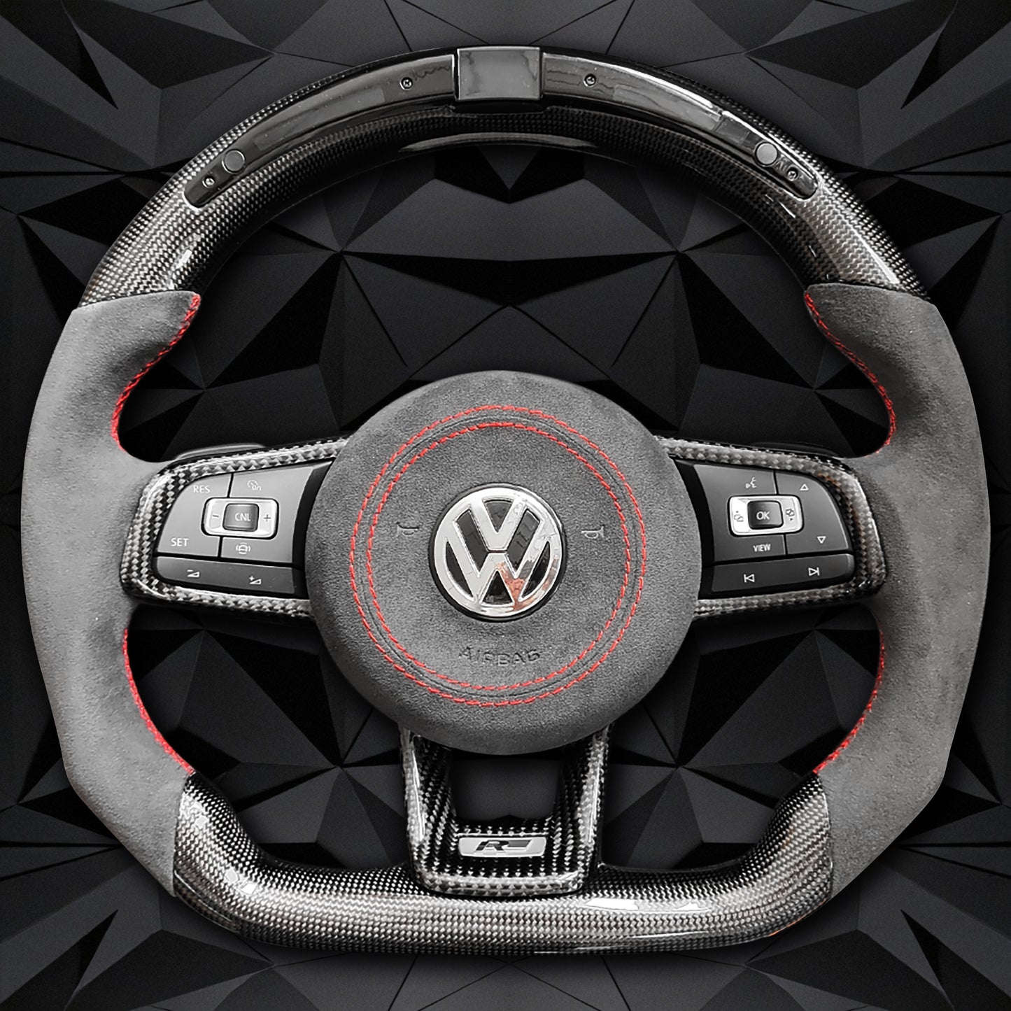 LED Carbon Fiber Steering Wheel leather For VW Golf 7 7.5 GTI GTD GTE R 2013-2020 Polo GTI Tiguan Passat DSG