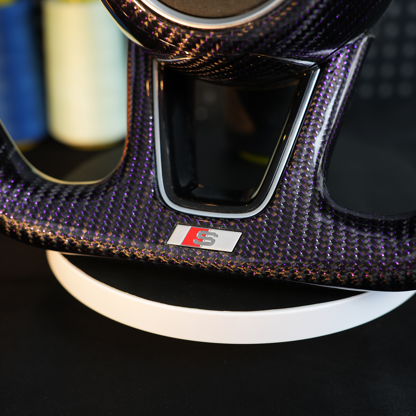 Purple Carbon Fiber Semi Perforated Steering Wheel, For Audi A3 A4 B9 A5