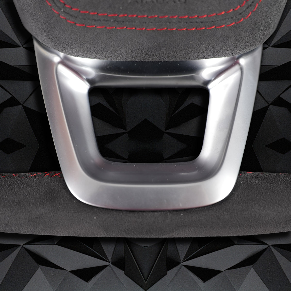Full suede leather red line multifunctional flat bottomed sports steering wheel assembly, suitable for Audi Q3