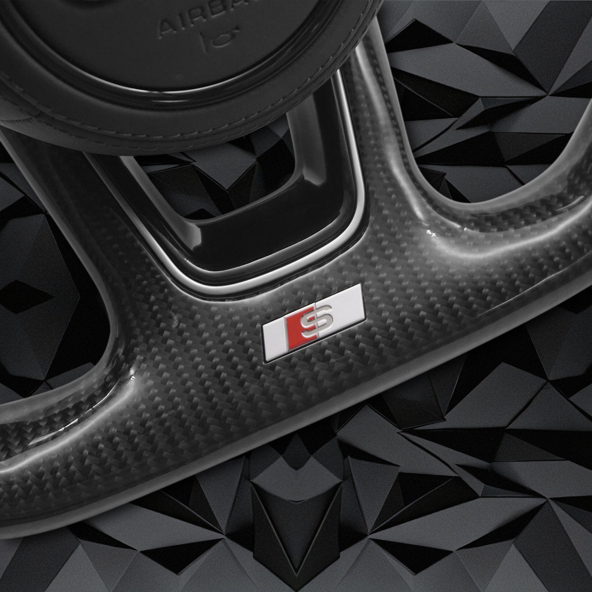 Carbon fiber semi perforated leather multifunctional sports steering wheel assembly with black return mark, suitable for Audi A3 A4 B9 A5