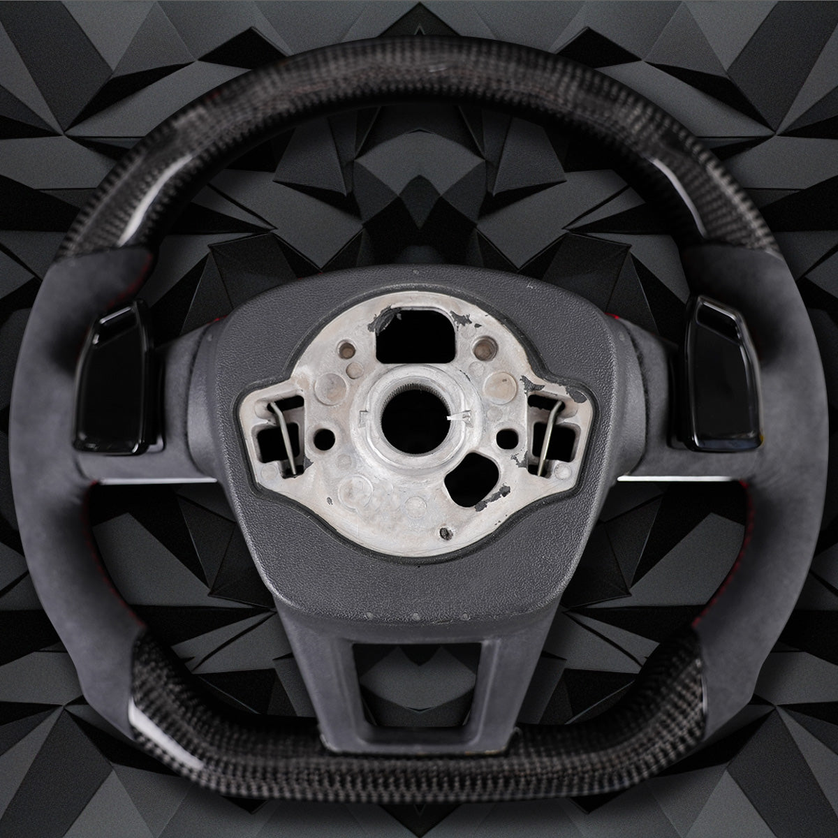 Carbon fiber semi perforated leather multifunctional flat bottomed sports steering wheel, For Audi A6 C8