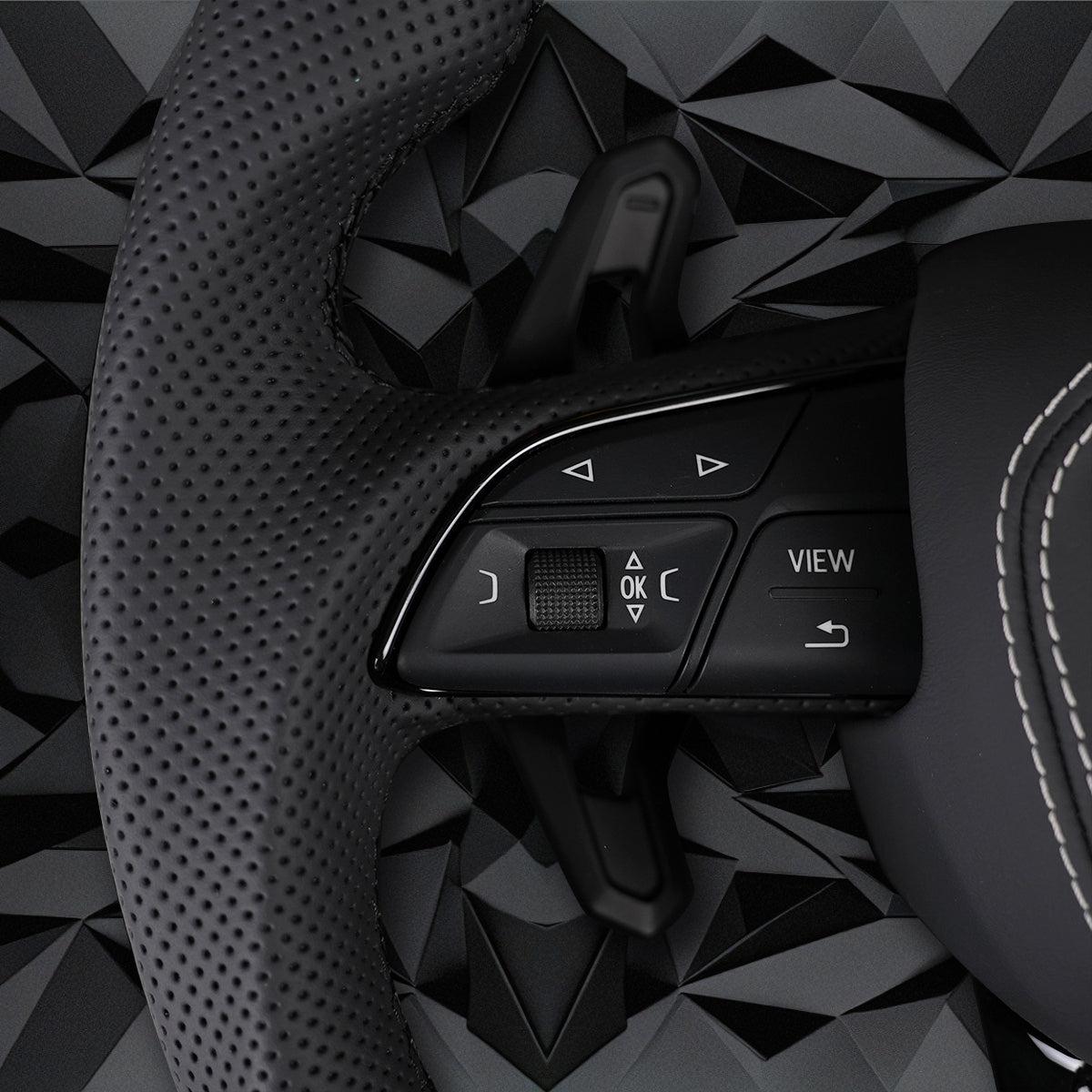 Carbon fiber leather semi perforated multifunctional flat bottomed sports steering wheel, suitable for Audi Q5 FY Q7