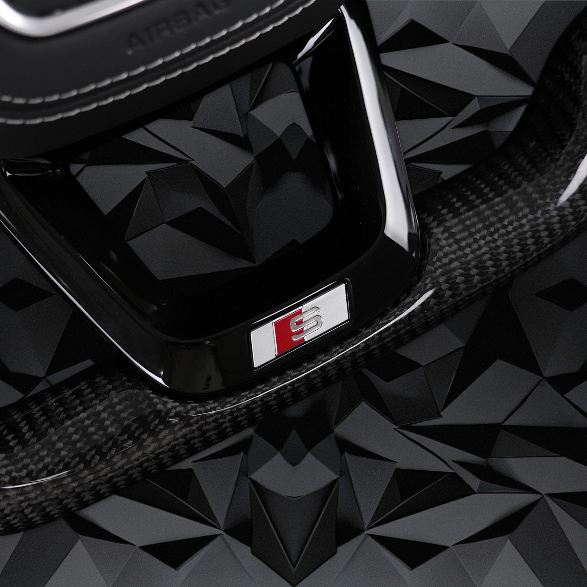 Carbon fiber leather semi perforated multifunctional flat bottomed sports steering wheel, suitable for Audi Q5 FY Q7