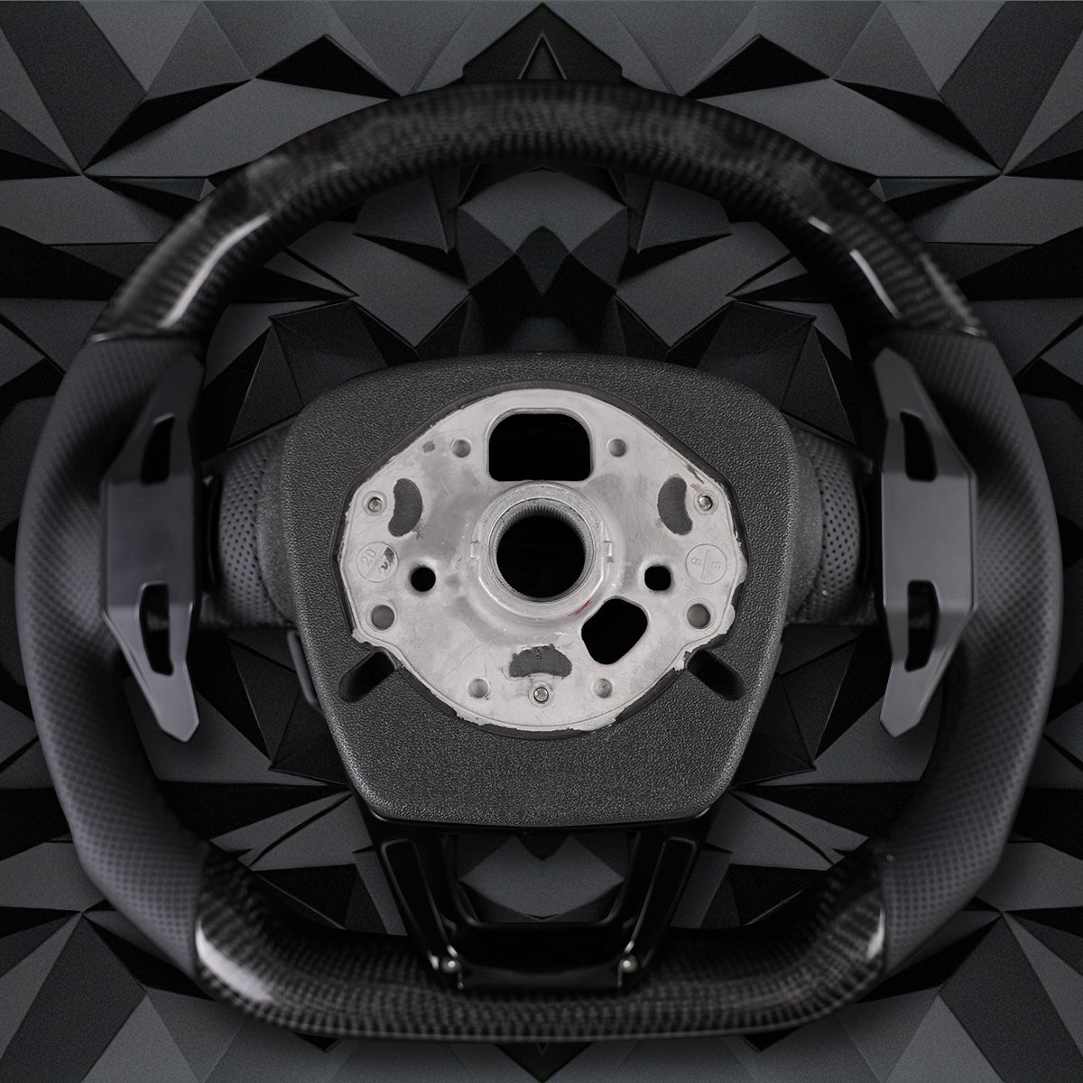 Carbon fiber leather semi perforated multifunctional flat bottomed sports steering wheel, suitable for Audi Q5 FY Q7