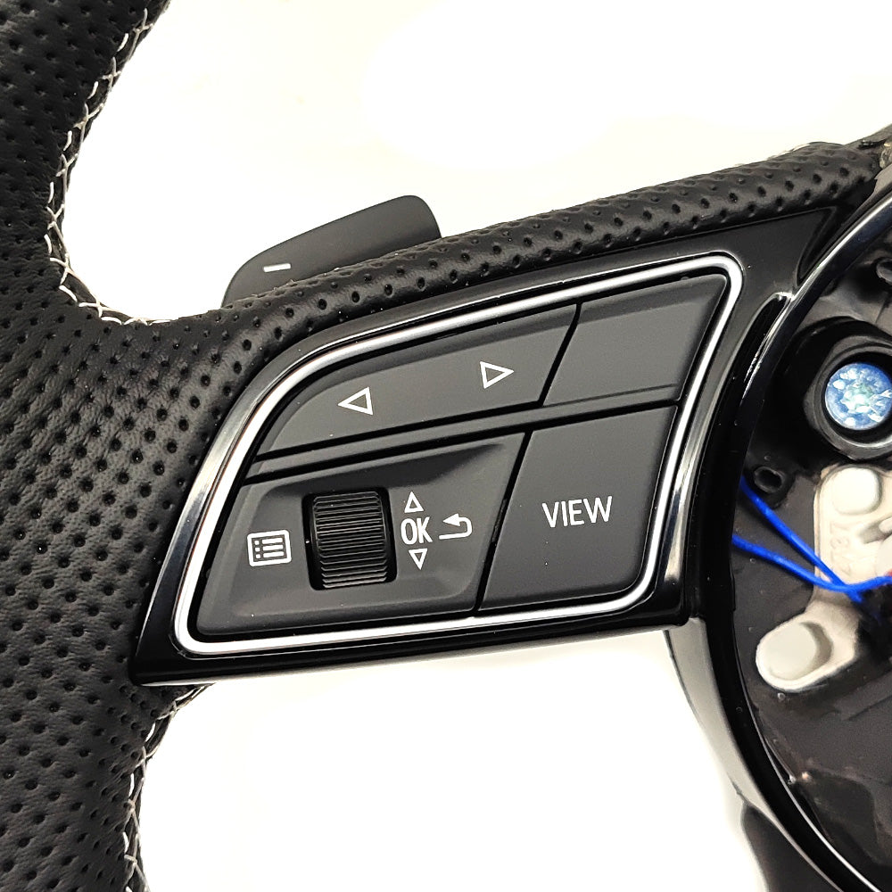 Half perforated leather multifunctional flat bottomed sports steering wheel, suitable for Audi A3 A4 A5 B9