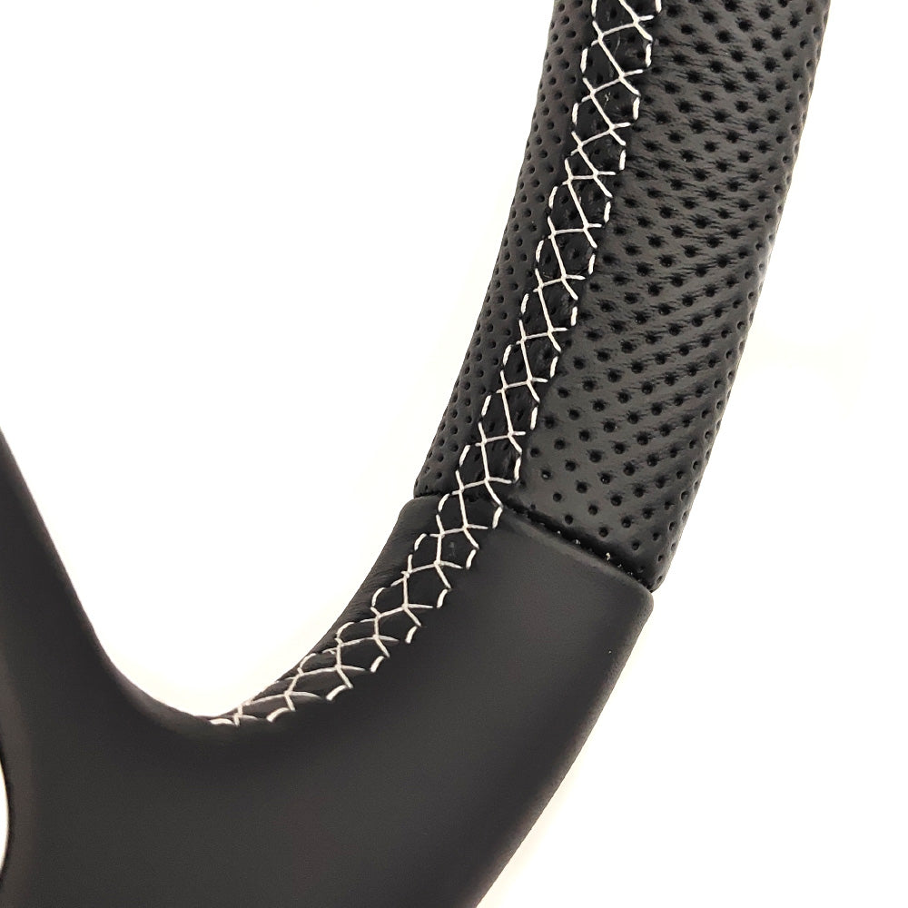 Half perforated leather multifunctional flat bottomed sports steering wheel, suitable for Audi A3 A4 A5 B9