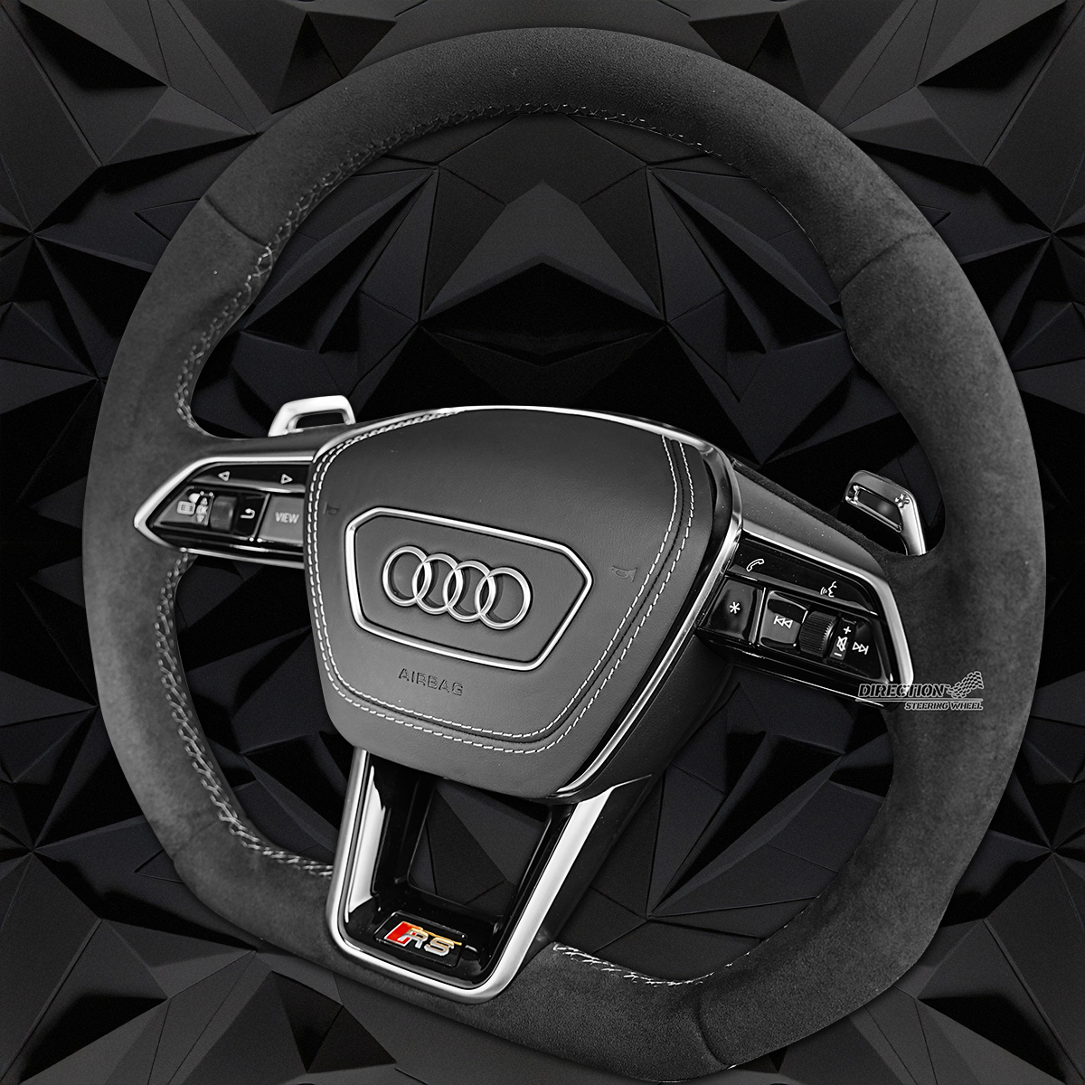 Fully furry multifunctional flat bottomed sports steering wheel, suitable for Audi A6 C8