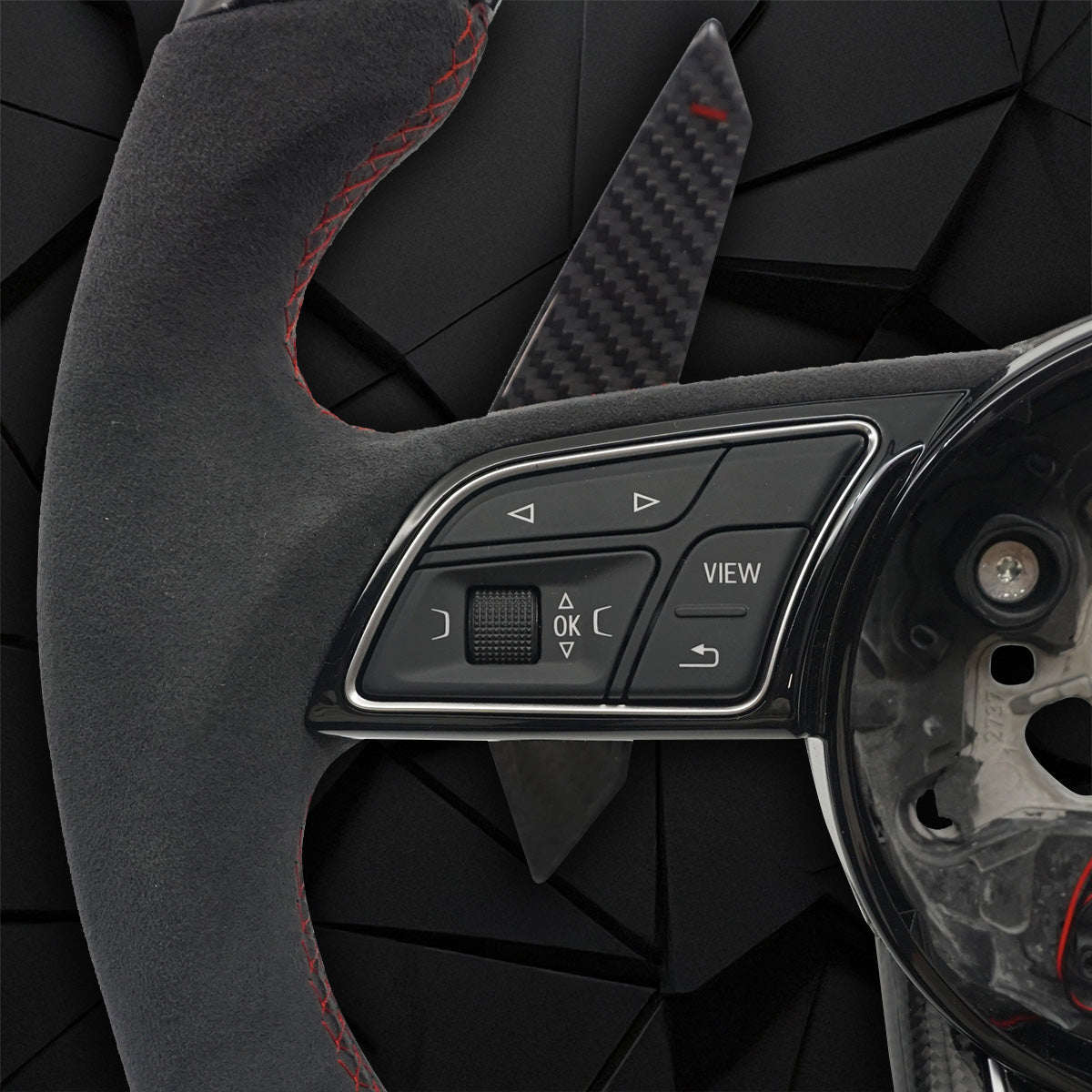 Carbon fiber suede large paddle with LED light strip flat bottomed sports steering wheel assembly,For Audi A3 A4 B9 A5 S3 RS3