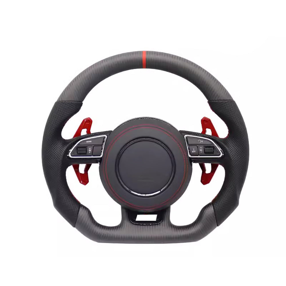 Carbon fiber leather multifunctional flat bottomed sports steering wheel, suitable for Audi A3 A4 A5 A6 Q3 Q5