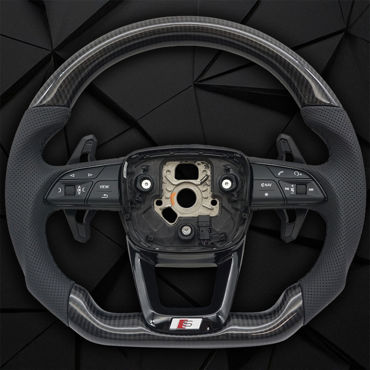 Carbon fiber suede flat bottomed sports steering wheel, suitable for Audi Q5 FY Q7