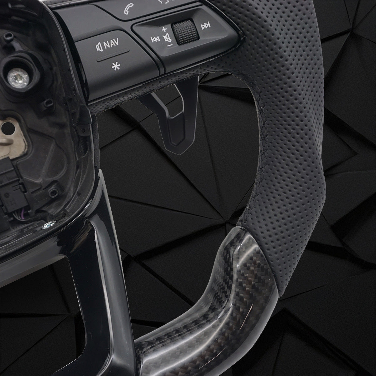 Carbon fiber suede flat bottomed sports steering wheel, suitable for Audi Q5 FY Q7