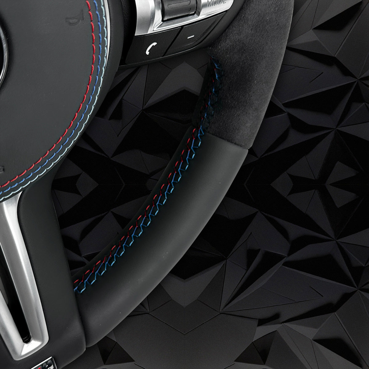 Fur leather steering wheel assembly with blue return mark, suitable for BMW F30 F32 F10 F20 F82 E46 E60 E90 M2 M3 M4 M5 M6 X3 X4