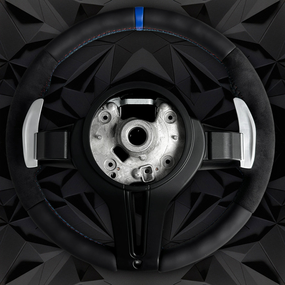 Fur leather steering wheel assembly with blue return mark, suitable for BMW F30 F32 F10 F20 F82 E46 E60 E90 M2 M3 M4 M5 M6 X3 X4