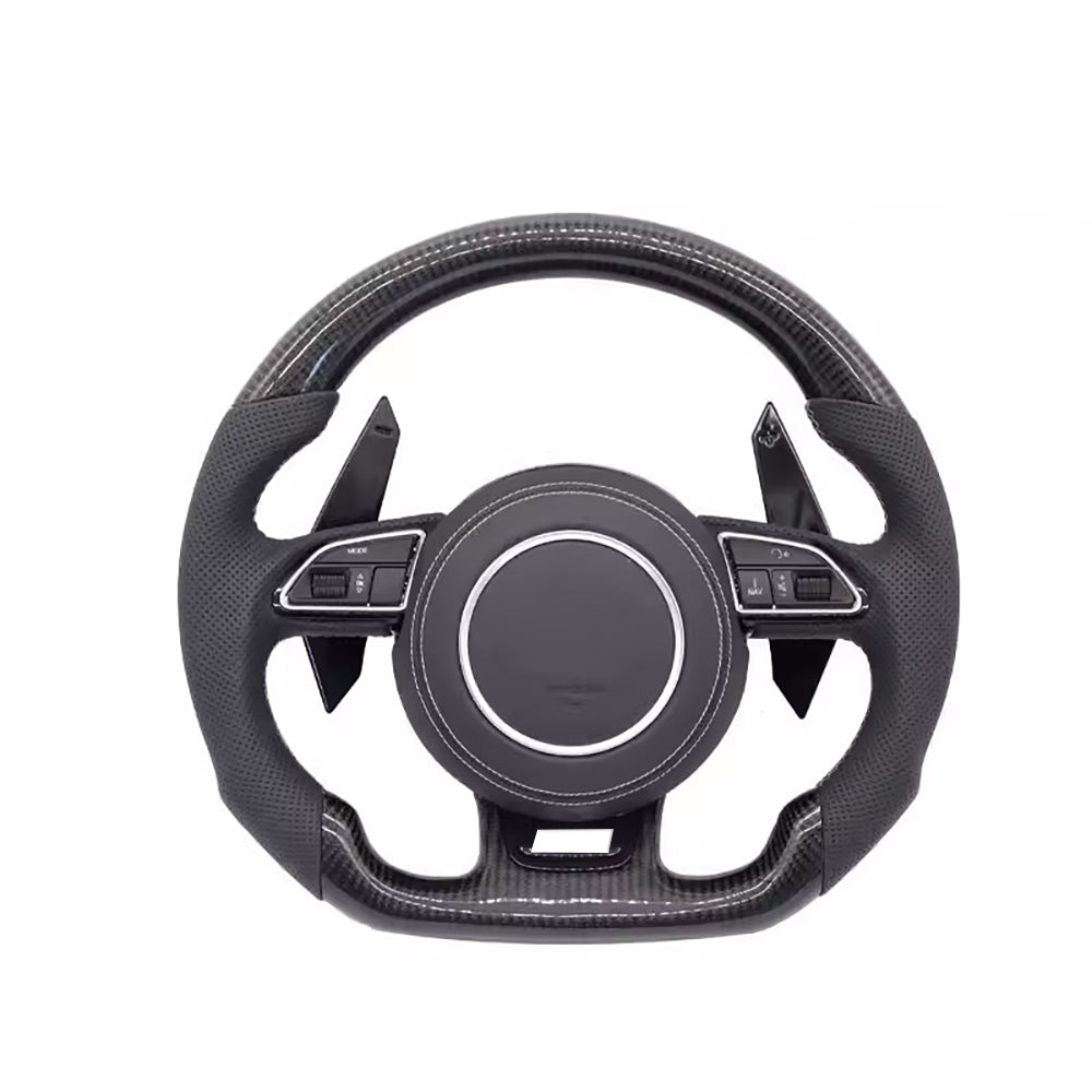 Carbon fiber leather multifunctional flat bottomed sports steering wheel, suitable for Audi A3 A4 A5 A6 Q3 Q5