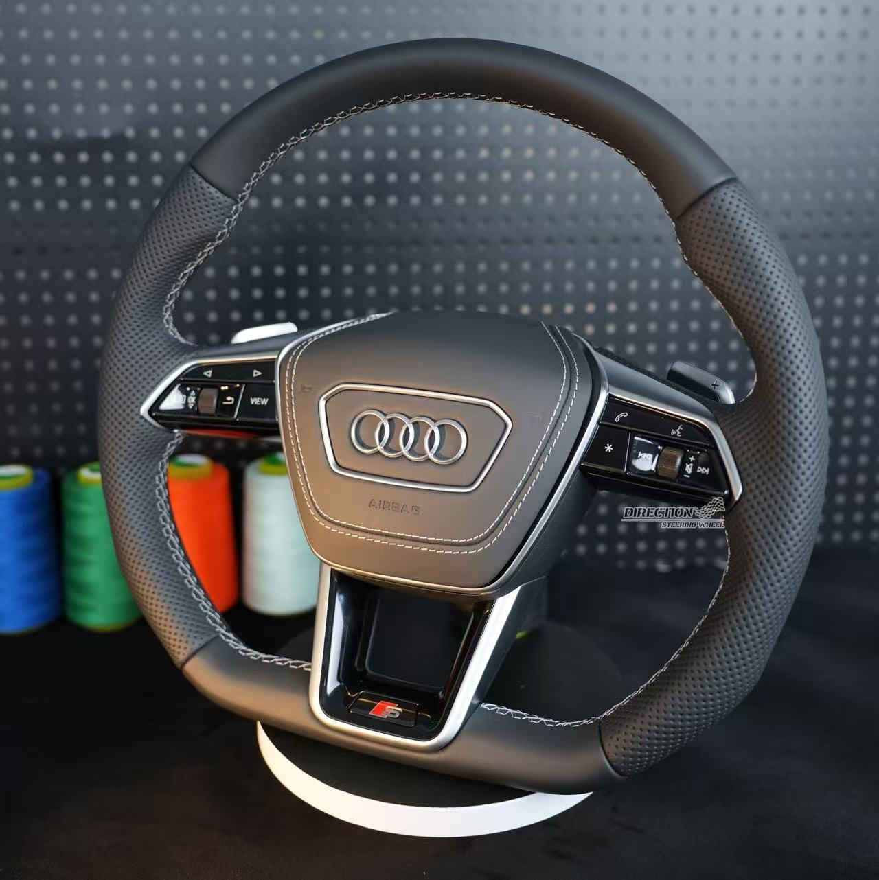 Half perforated leather multifunction steering wheel,For Audi A6 C8