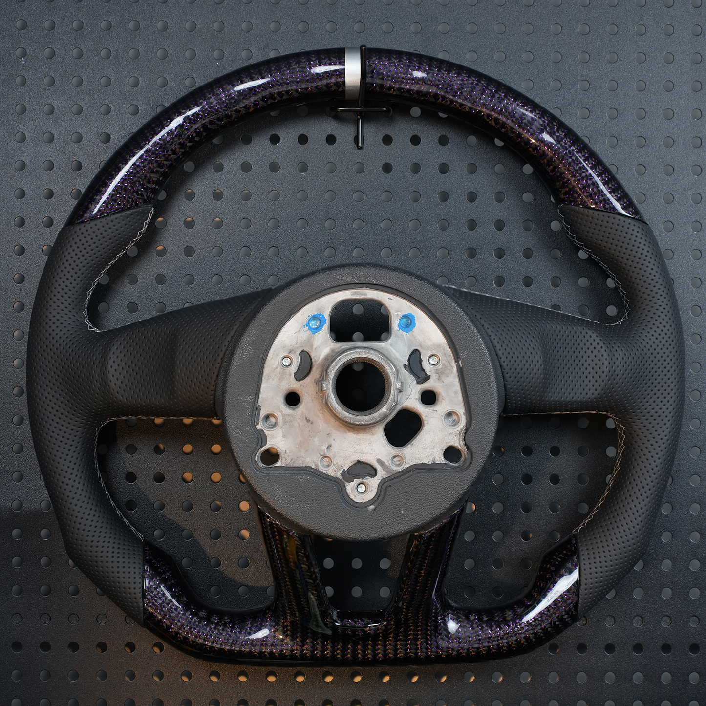 Purple Carbon Fiber Semi Perforated Steering Wheel, For Audi A3 A4 B9 A5