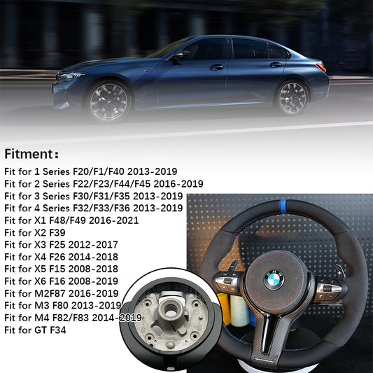 Fur leather steering wheel assembly with blue return mark, suitable for BMW F30 F32 F10 F20 F82 E46 E60 E90 M2 M3 M4 M5 M6 X3 X4