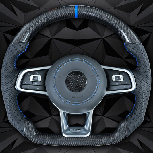 Carbon Fiber Steering Wheel leather For VW Golf 7 7.5 GTI GTD GTE R 2013-2020 Polo GTI Tiguan Passat DSG