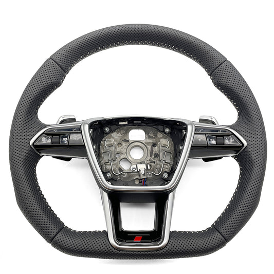 Fully perforated leather white line multifunctional steering wheel assembly, suitable for Audi A6C8