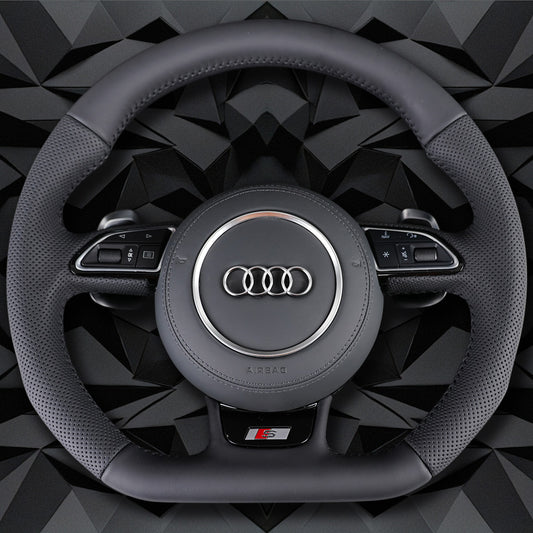 Half perforated multifunctional flat bottomed sports steering wheel, suitable for Audi A3 8V A4 B8