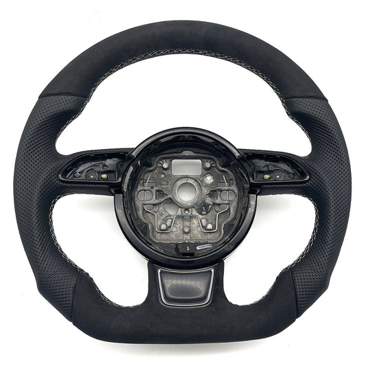 Half suede perforated leather multifunction steering wheel, suitable for Audi A6 C7