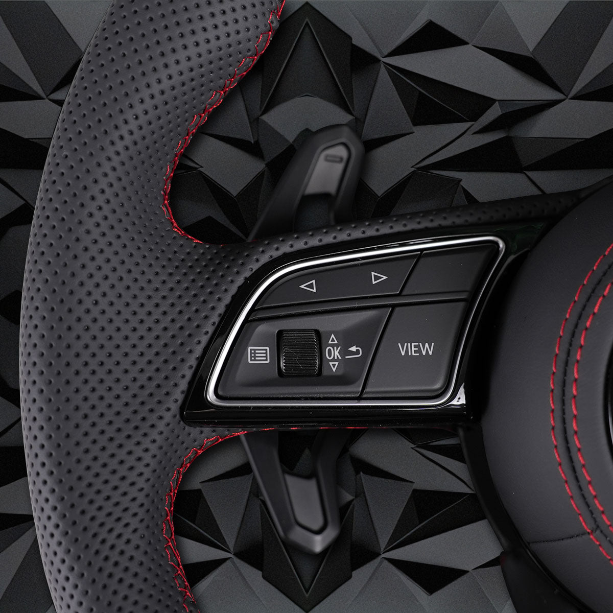 Half perforated leather red line multifunctional flat bottomed sports steering wheel assembly, For Audi A3 A4 B9 A5 S3 S4 S5