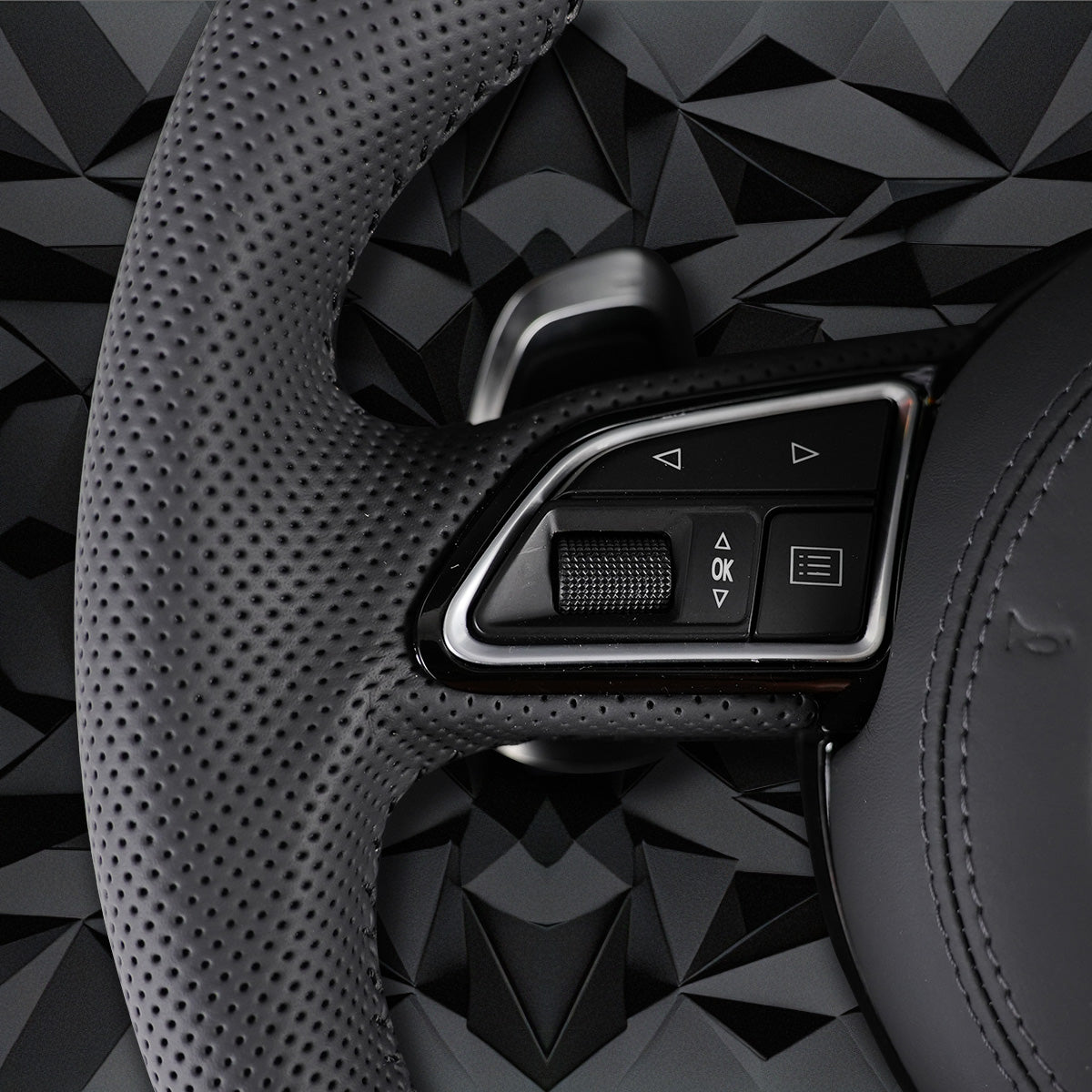 Half perforated multifunctional flat bottomed sports steering wheel, suitable for Audi A3 8V A4 B8