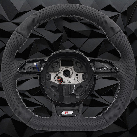 Fully perforated leather flat bottomed sports steering wheel assembly,For Audi A3 A4 B8 8V