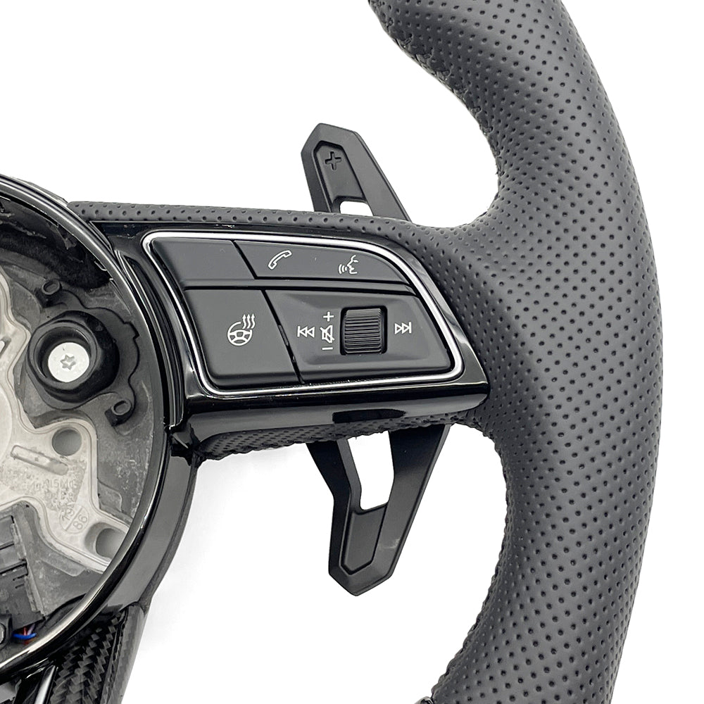 Carbon fiber leather multifunctional flat bottomed sports steering wheel, suitable for Audi A3 A4 A5 B9