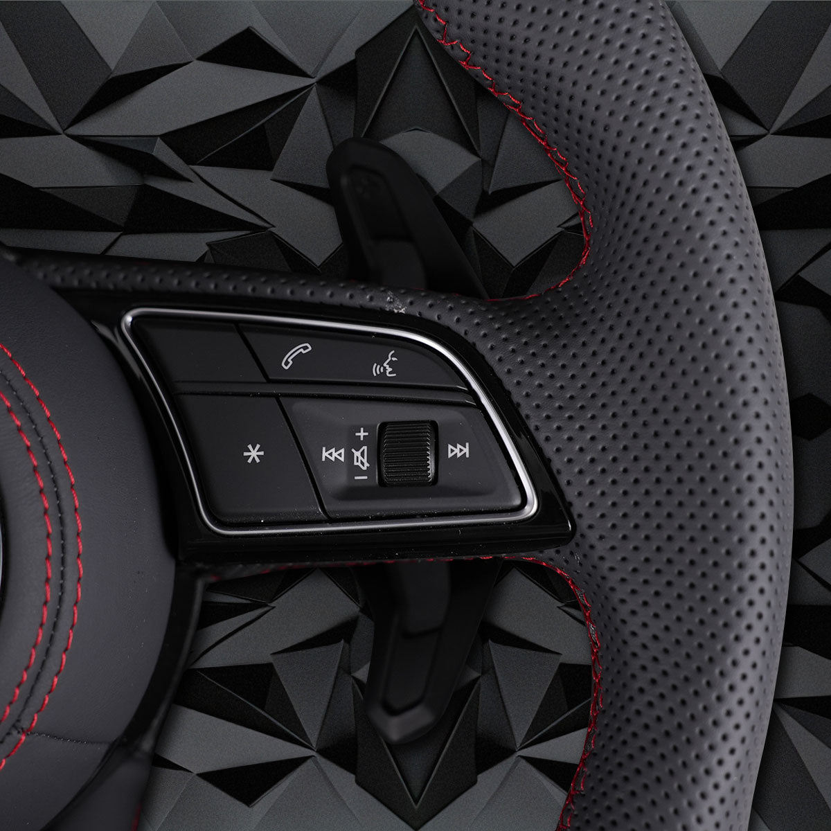 Half perforated leather red line multifunctional flat bottomed sports steering wheel assembly, For Audi A3 A4 B9 A5 S3 S4 S5