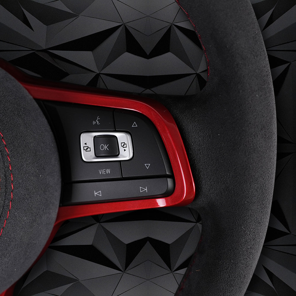 Full Suede Leather Red Line Steering Wheel, For VW Golf 7 7.5 GTI GTD GTE R 2013-2020 Polo GTI Tiguan Passat DSG