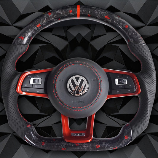 Forged Carbon Fiber Steering Wheel leather Alcantara For VW Golf 7 7.5 GTI GTD GTE R 2013-2020 Polo GTI Tiguan Passat DSG