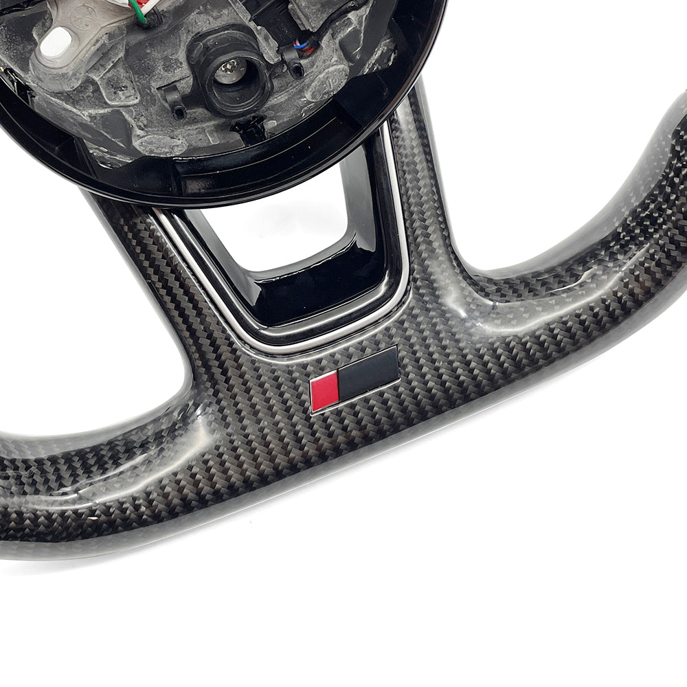 Carbon fiber leather multifunctional flat bottomed sports steering wheel, suitable for Audi A3 A4 A5 B9