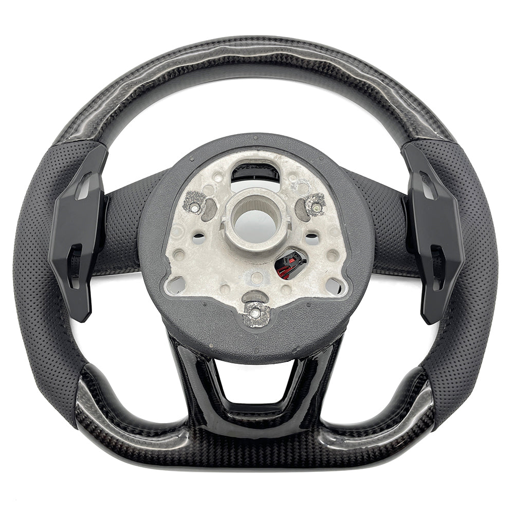 Carbon fiber leather multifunctional flat bottomed sports steering wheel, suitable for Audi A3 A4 A5 B9