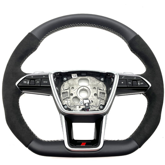Half suede leather white line multifunctional steering wheel assembly, suitable for Audi A6C8