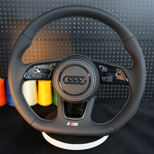 Half perforated genuine belt heated steering wheel,For Audi A3 A4 B9 A5