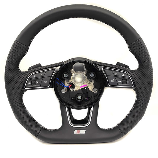 Half perforated leather multifunctional flat bottomed sports steering wheel, suitable for Audi A3 A4 A5 B9