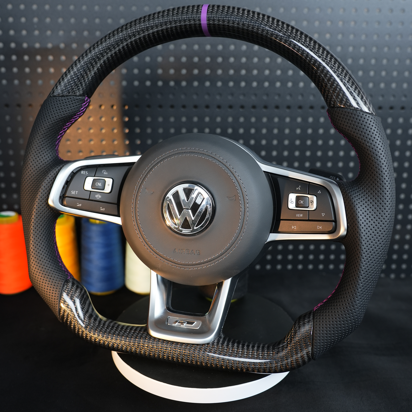 VW Golf 7 7.5 GTI GTD GTE R 2013-2020 Polo GTI Tiguan Passat DSG fiber leather steering wheel